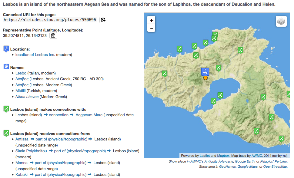 Pleiades Entry for Island of Lesbos