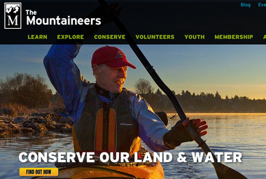 Screenshot of The Mountaineers' homepage